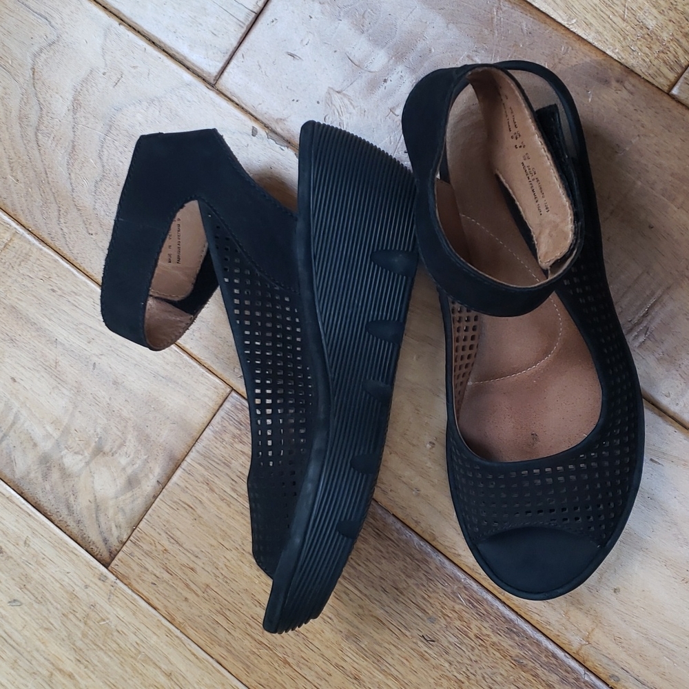 Clarks Open Toe Wedge Shoe